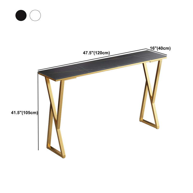 Modern Sintered Stone Bar Table Gold and Metal Base Dining Table