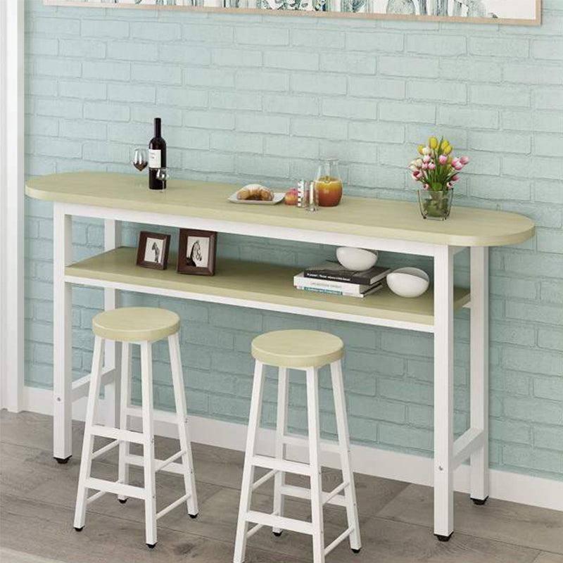 Artificial Wood Bar Dining Table Modern Counter-height Pub Table with Shelf