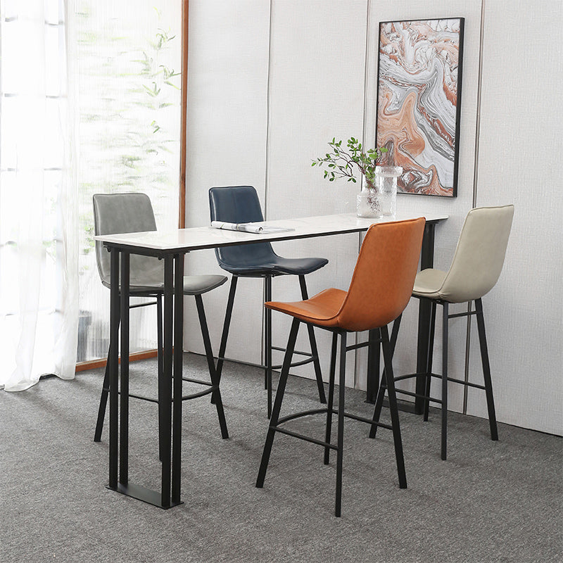 Industrial Style Bar Table Faux Marble Rectangle Bistro Bar Desk with Sled Base