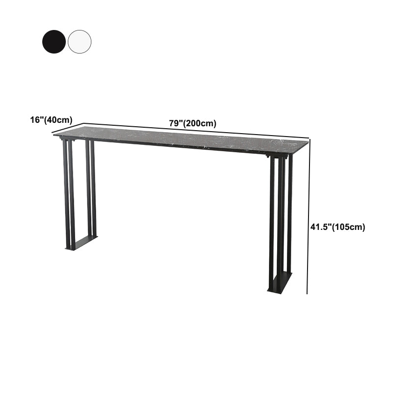 Industrial Style Bar Table Faux Marble Rectangle Bistro Bar Desk with Sled Base