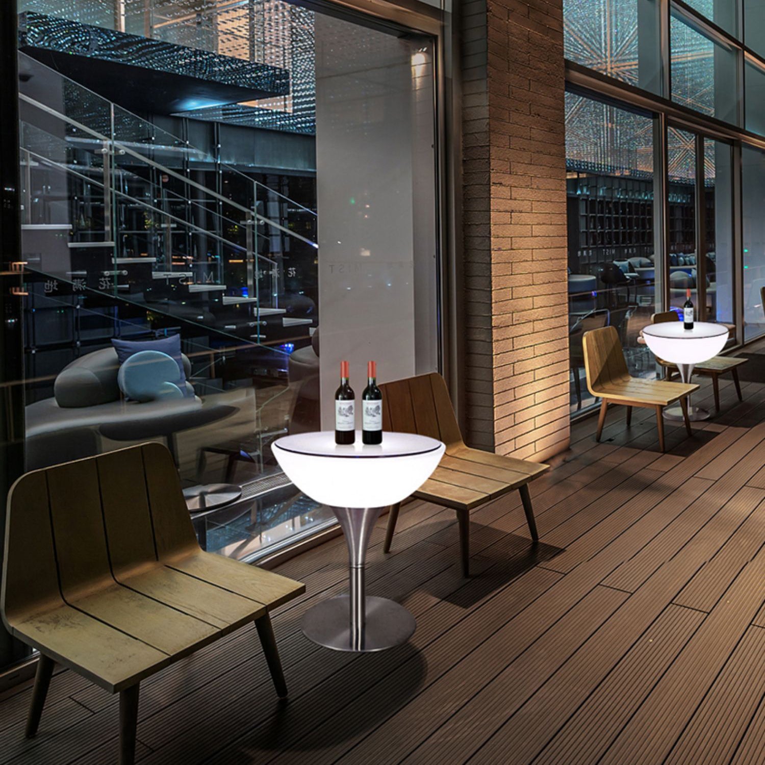 Modern White Plastic Counter Table with Round Table Top Silver Pedestal Table