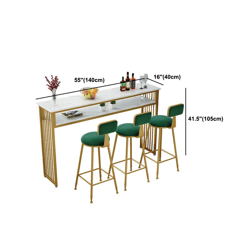 Modern White Artificial Wood Counter Table Rectangle Bar Table with Golden Legs