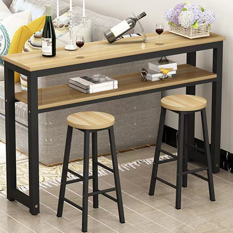Metal and Wood Rectangular Table Modern Minimalist Home Bar Table
