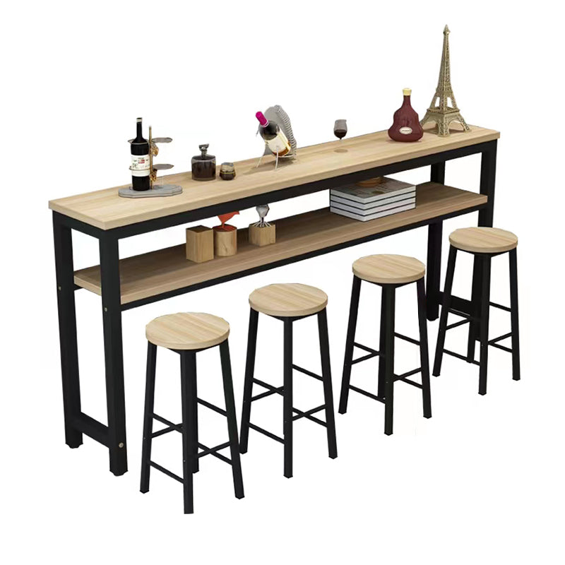 Metal and Wood Rectangular Table Modern Minimalist Home Bar Table