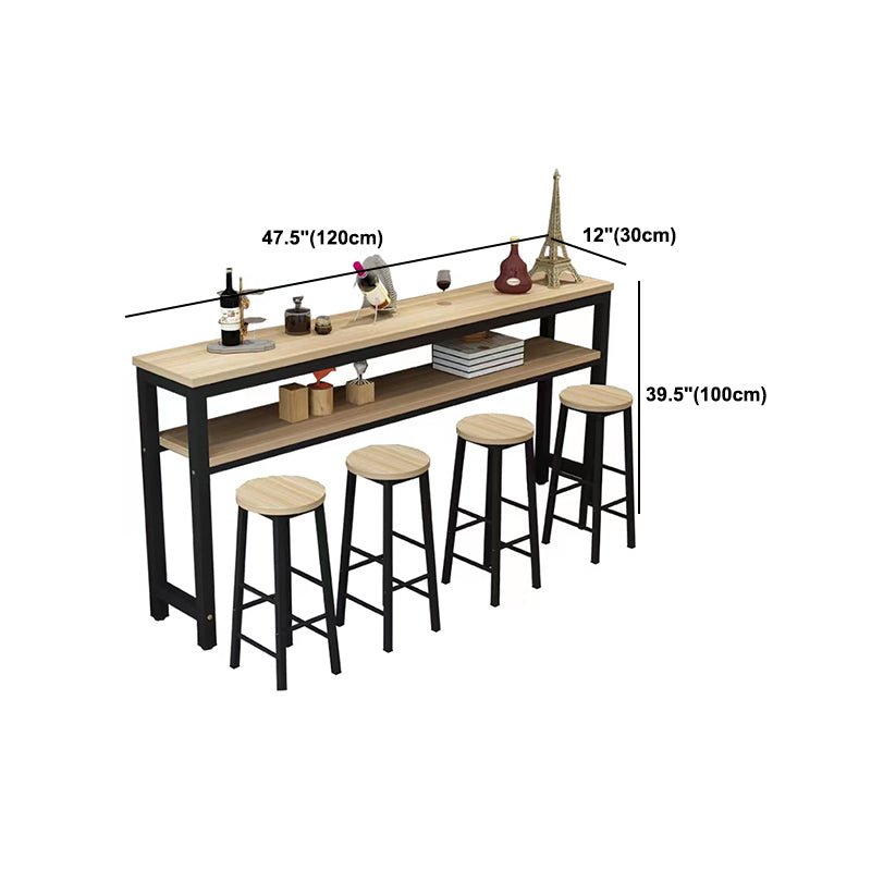 Metal and Wood Rectangular Table Modern Minimalist Home Bar Table