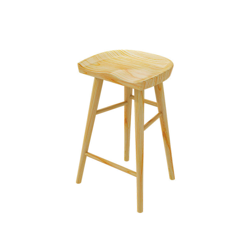 Solid Wood Backless Bar Chair Modern Indoor Bar Stool with Wooden Legs