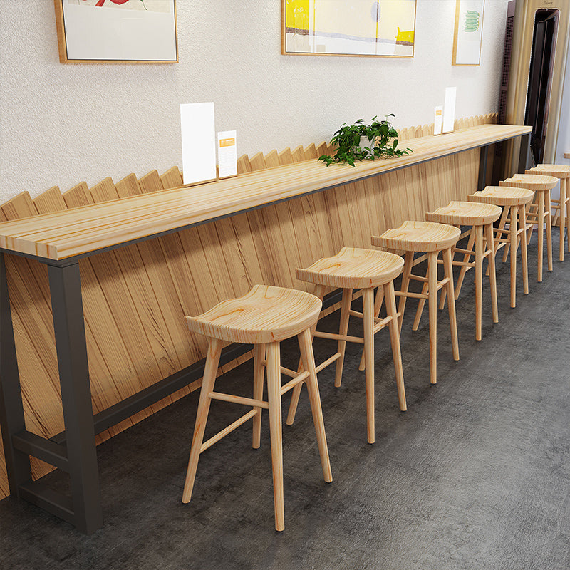 Solid Wood Backless Bar Chair Modern Indoor Bar Stool with Wooden Legs