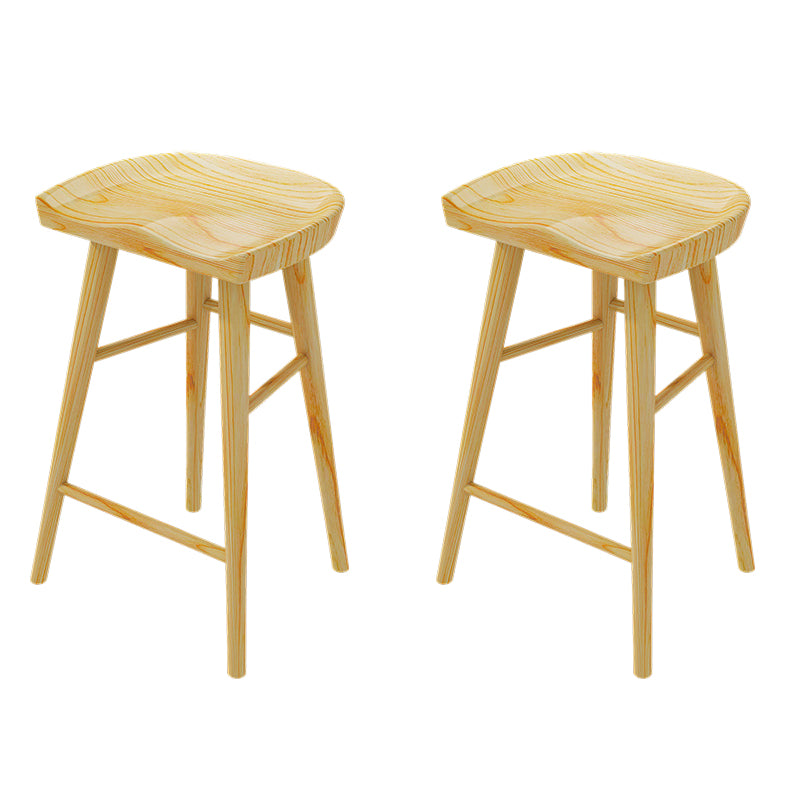 Solid Wood Backless Bar Chair Modern Indoor Bar Stool with Wooden Legs