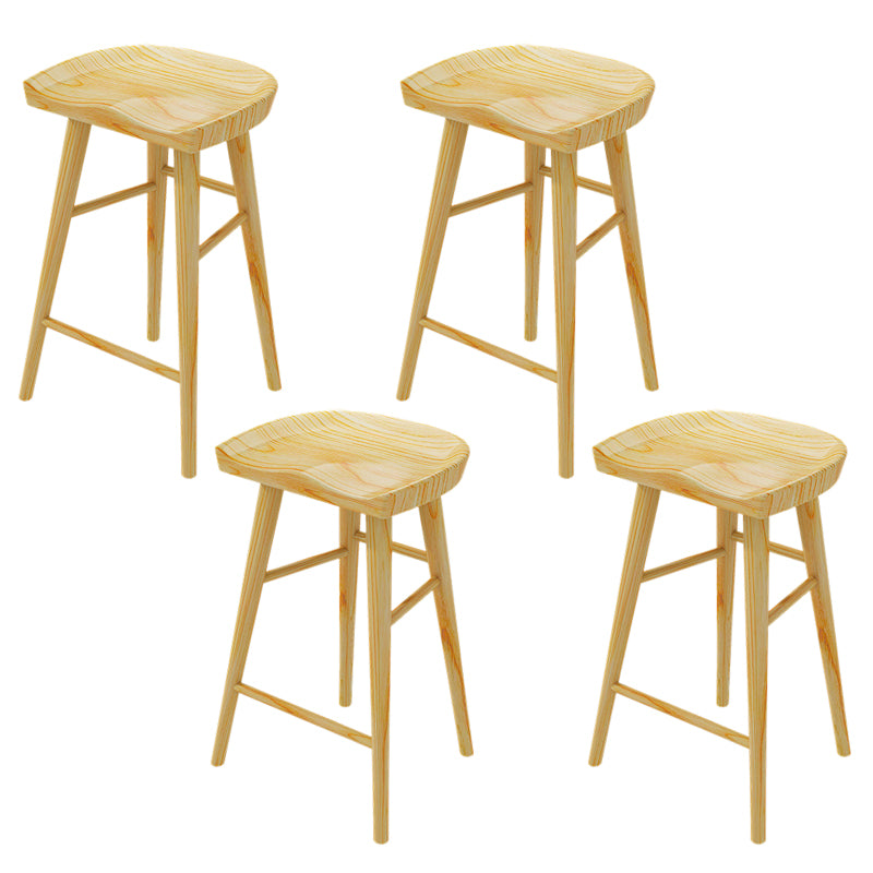 Solid Wood Backless Bar Chair Modern Indoor Bar Stool with Wooden Legs