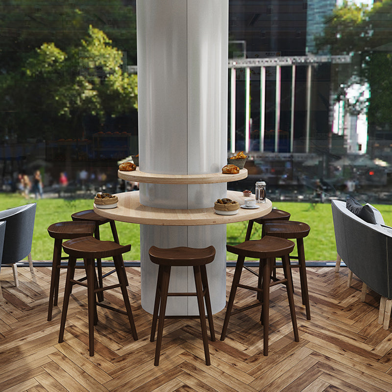 Solid Wood Backless Bar Chair Modern Indoor Bar Stool with Wooden Legs