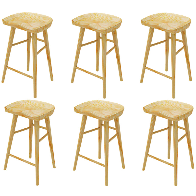 Solid Wood Backless Bar Chair Modern Indoor Bar Stool with Wooden Legs