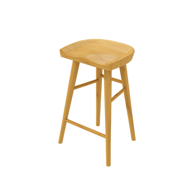 Solid Wood Backless Bar Chair Modern Indoor Bar Stool with Wooden Legs