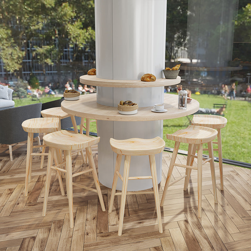 Solid Wood Backless Bar Chair Modern Indoor Bar Stool with Wooden Legs