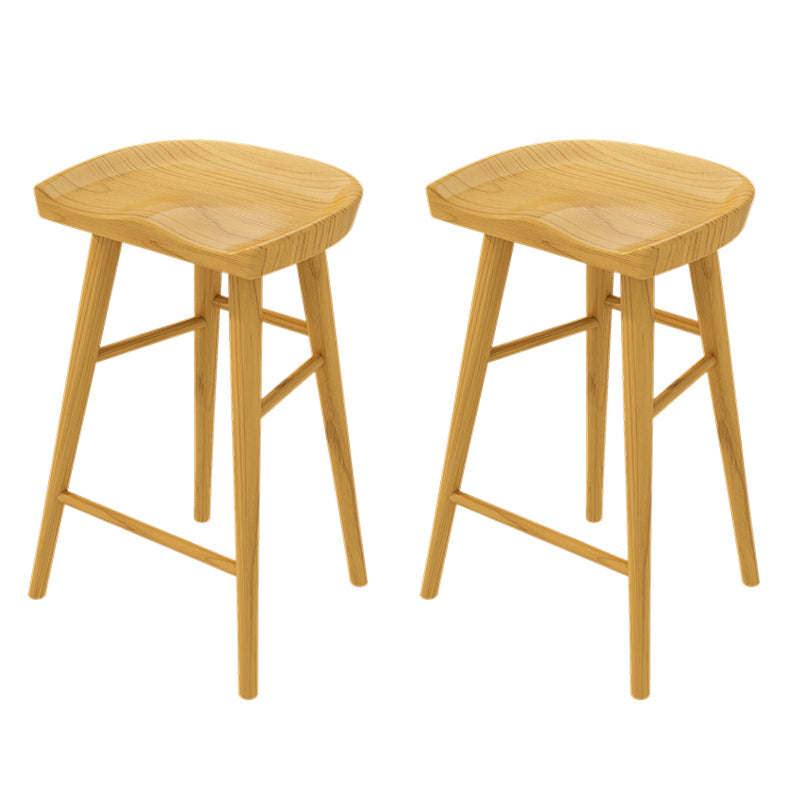 Solid Wood Backless Bar Chair Modern Indoor Bar Stool with Wooden Legs
