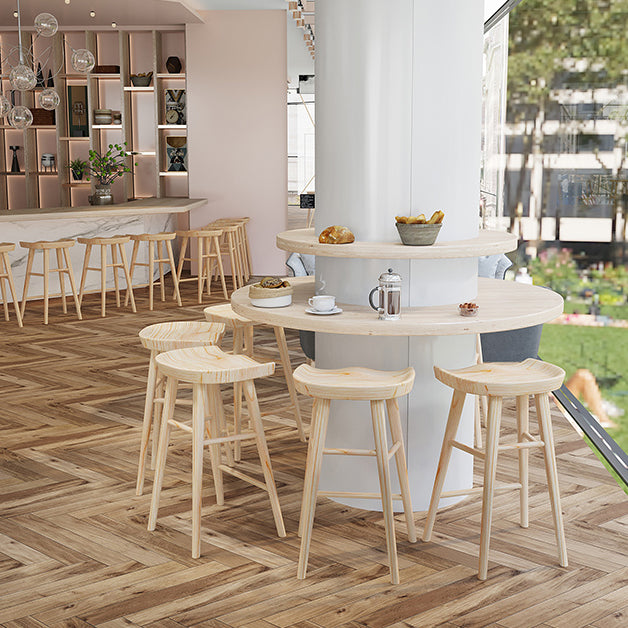 Solid Wood Backless Bar Chair Modern Indoor Bar Stool with Wooden Legs