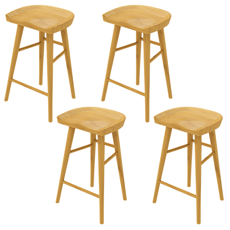 Solid Wood Backless Bar Chair Modern Indoor Bar Stool with Wooden Legs