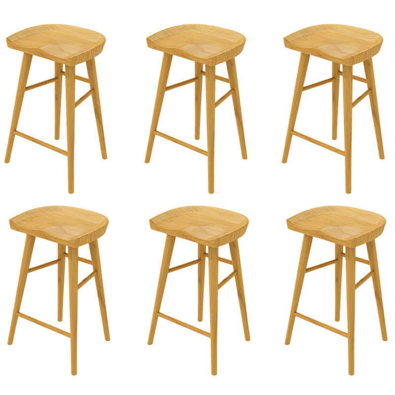 Solid Wood Backless Bar Chair Modern Indoor Bar Stool with Wooden Legs
