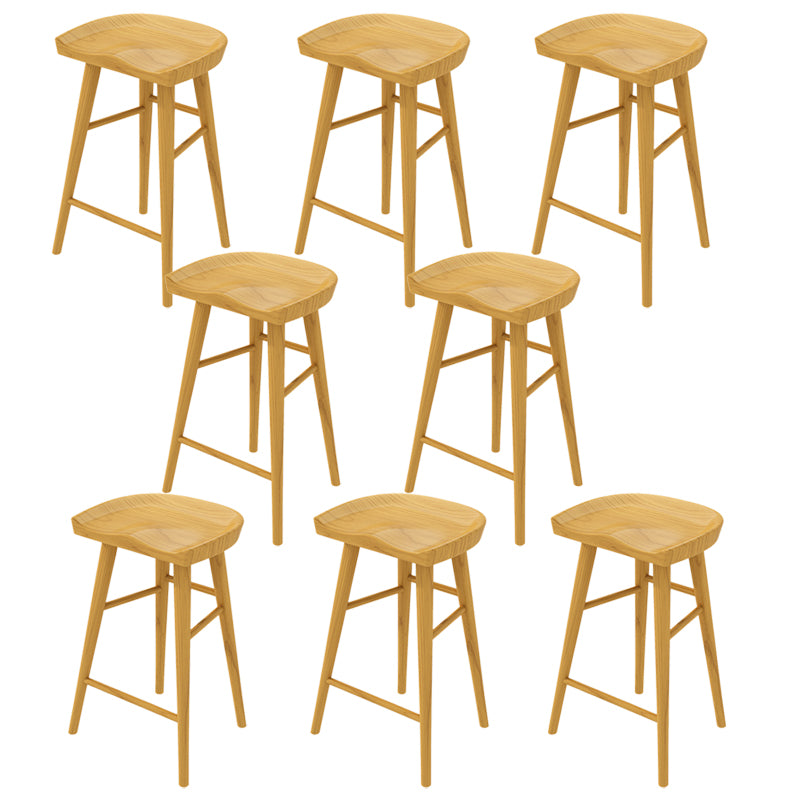 Solid Wood Backless Bar Chair Modern Indoor Bar Stool with Wooden Legs