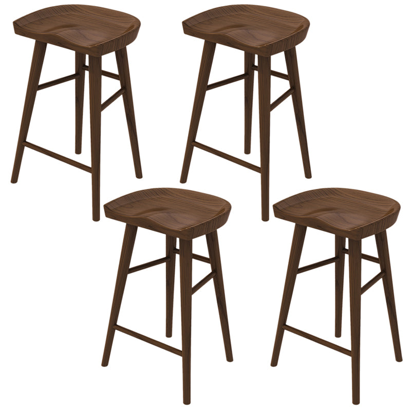Solid Wood Backless Bar Chair Modern Indoor Bar Stool with Wooden Legs