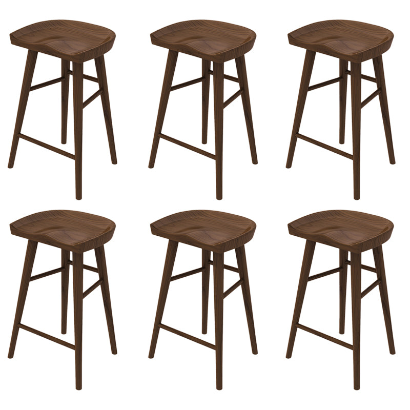 Solid Wood Backless Bar Chair Modern Indoor Bar Stool with Wooden Legs