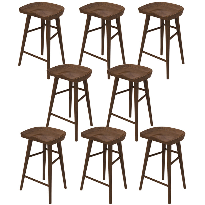 Solid Wood Backless Bar Chair Modern Indoor Bar Stool with Wooden Legs