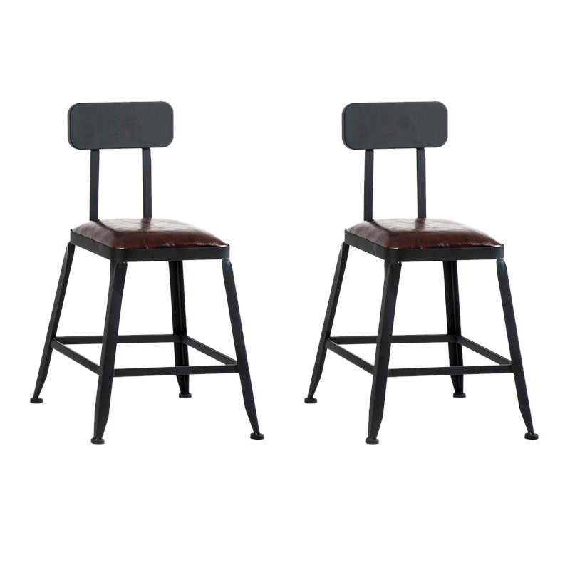 Industrial Coffee Shop Footrest Barstool Black Upholstered Counter Stool