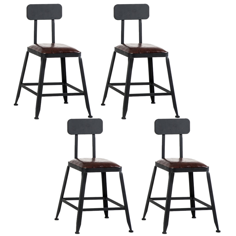 Industrial Coffee Shop Footrest Barstool Black Upholstered Counter Stool