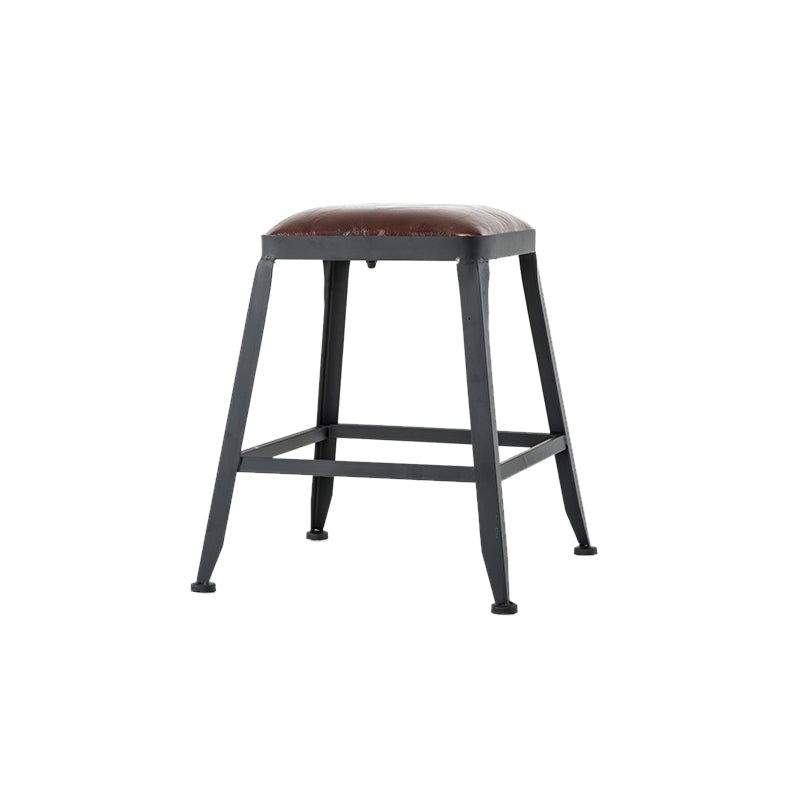 Industrial Coffee Shop Footrest Barstool Black Upholstered Counter Stool