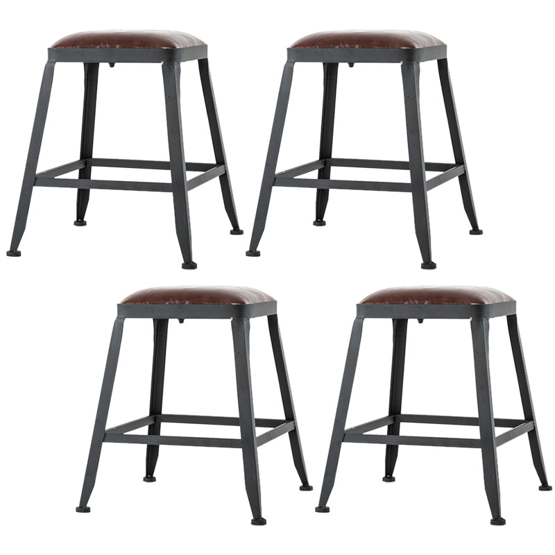 Industrial Coffee Shop Footrest Barstool Black Upholstered Counter Stool