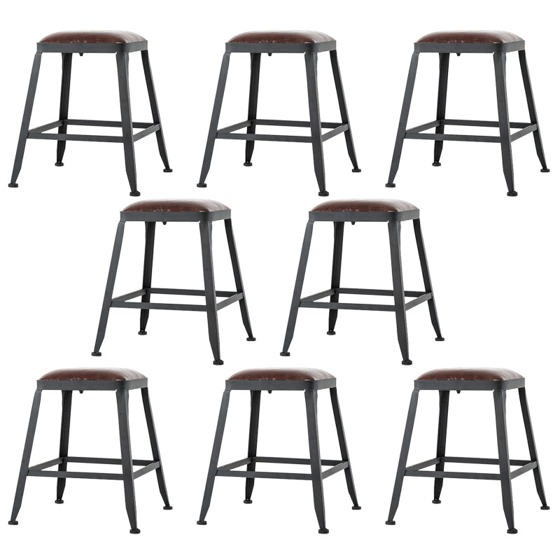 Industrial Coffee Shop Footrest Barstool Black Upholstered Counter Stool