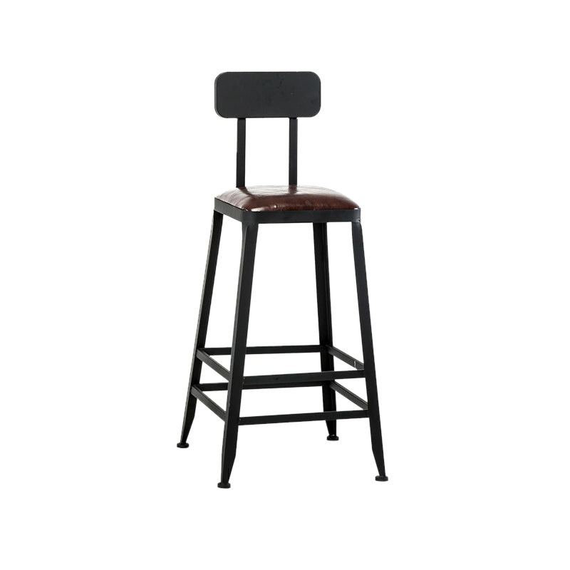 Industrial Coffee Shop Footrest Barstool Black Upholstered Counter Stool