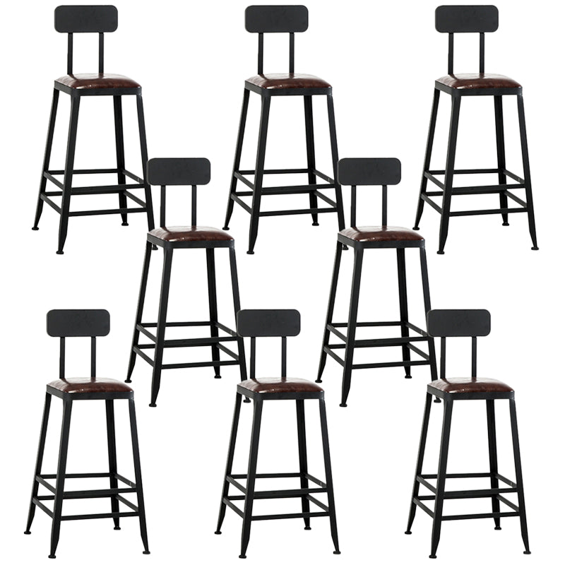 Industrial Coffee Shop Footrest Barstool Black Upholstered Counter Stool