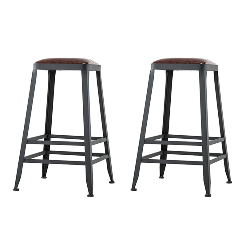 Industrial Coffee Shop Footrest Barstool Black Upholstered Counter Stool