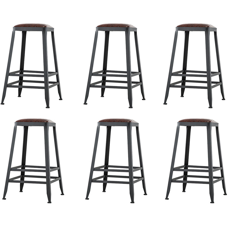 Industrial Coffee Shop Footrest Barstool Black Upholstered Counter Stool