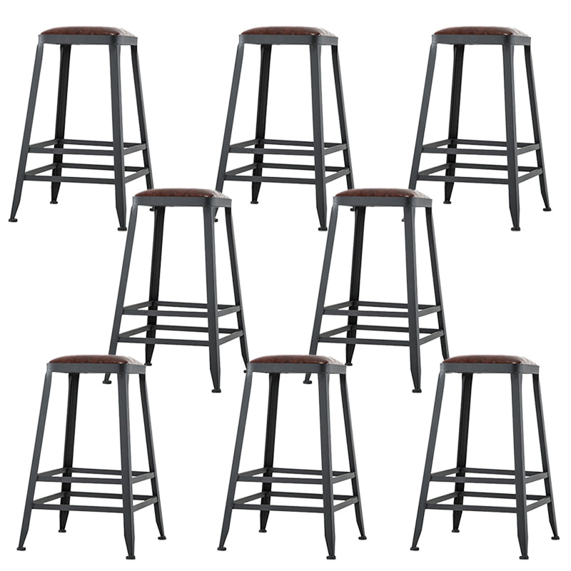 Industrial Coffee Shop Footrest Barstool Black Upholstered Counter Stool