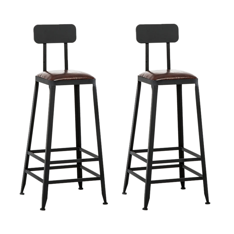 Industrial Coffee Shop Footrest Barstool Black Upholstered Counter Stool