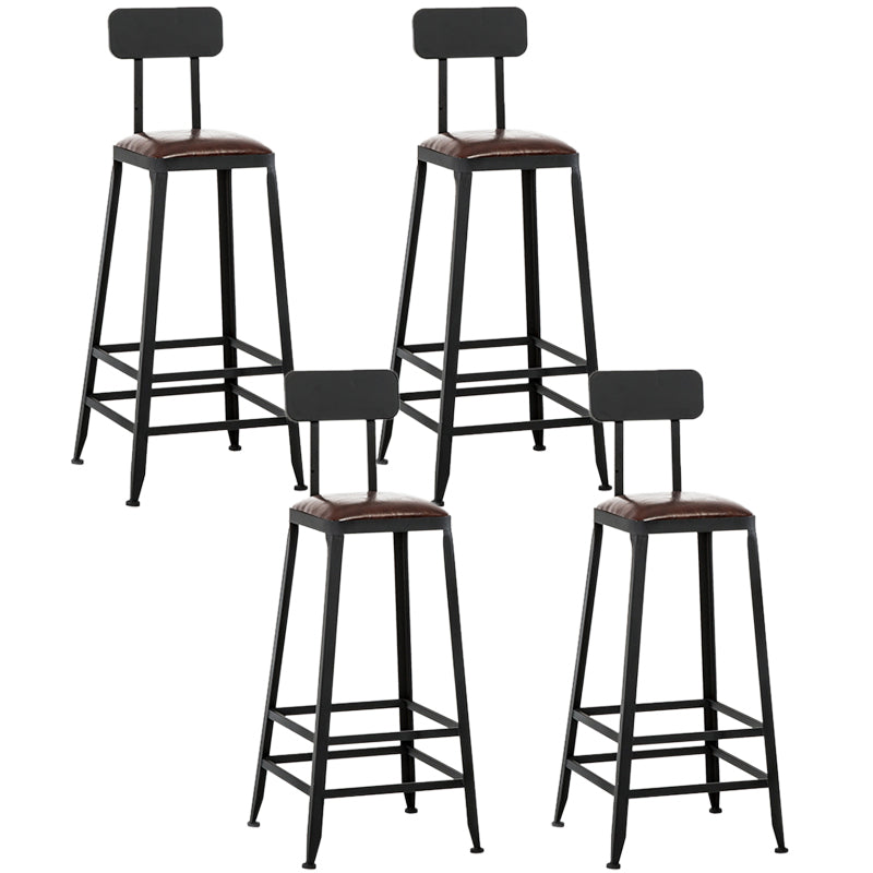 Industrial Coffee Shop Footrest Barstool Black Upholstered Counter Stool