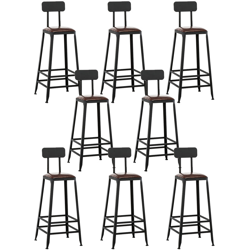 Industrial Coffee Shop Footrest Barstool Black Upholstered Counter Stool