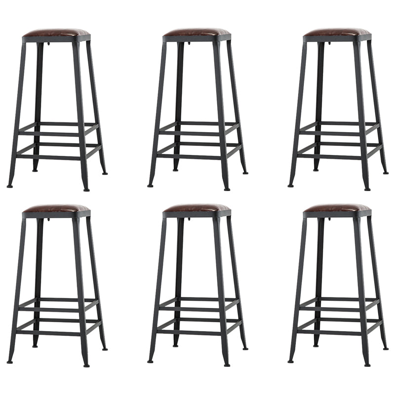 Industrial Coffee Shop Footrest Barstool Black Upholstered Counter Stool