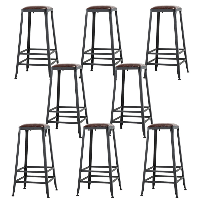 Industrial Coffee Shop Footrest Barstool Black Upholstered Counter Stool