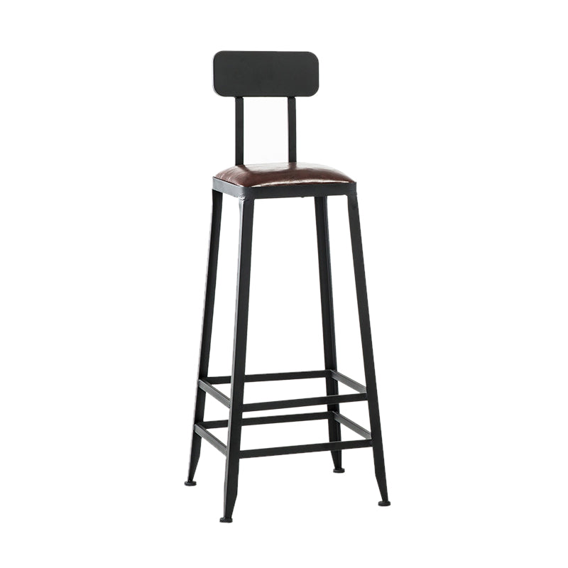 Industrial Coffee Shop Footrest Barstool Black Upholstered Counter Stool