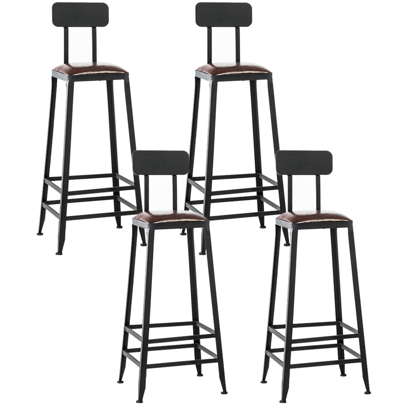 Industrial Coffee Shop Footrest Barstool Black Upholstered Counter Stool