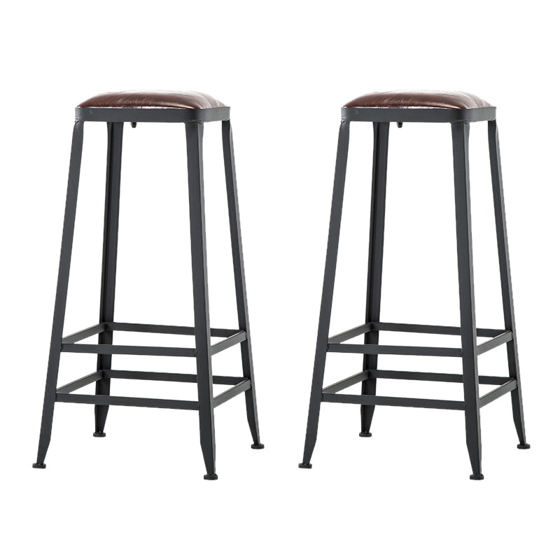 Industrial Coffee Shop Footrest Barstool Black Upholstered Counter Stool