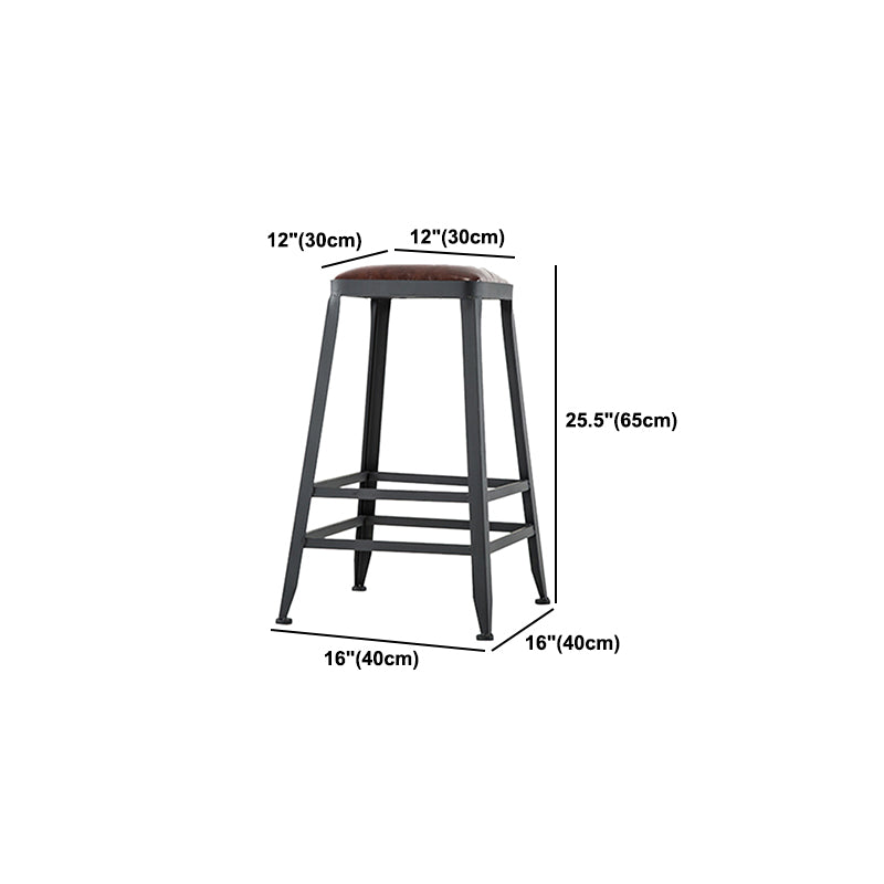 Industrial Coffee Shop Footrest Barstool Black Upholstered Counter Stool