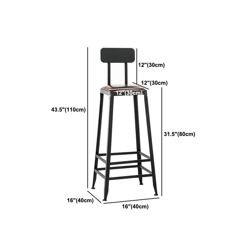 Industrial Coffee Shop Footrest Barstool Black Upholstered Counter Stool