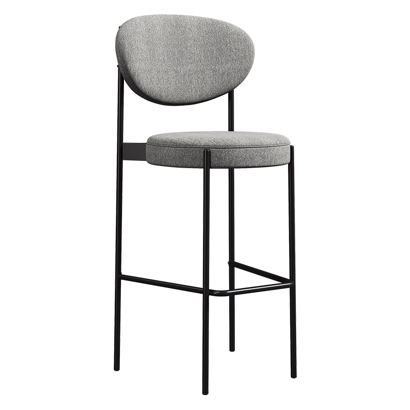 Industrial Upholstered Armless Bar Stool Round Seat Bar Chair with Metal Legs