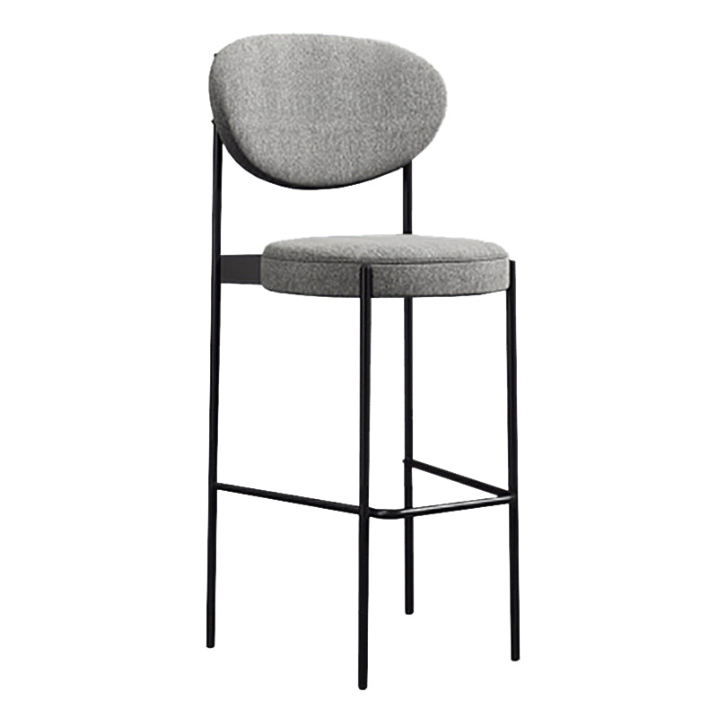 Industrial Upholstered Armless Bar Stool Round Seat Bar Chair with Metal Legs