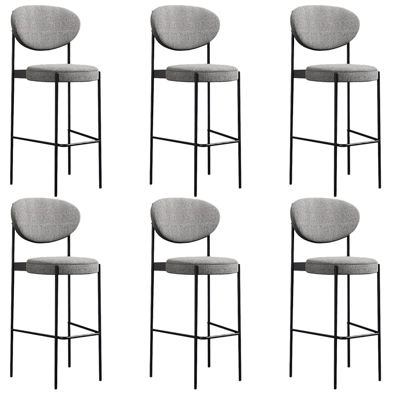 Industrial Upholstered Armless Bar Stool Round Seat Bar Chair with Metal Legs