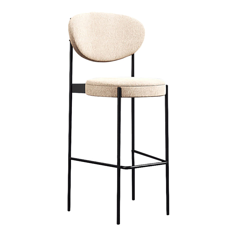 Industrial Upholstered Armless Bar Stool Round Seat Bar Chair with Metal Legs