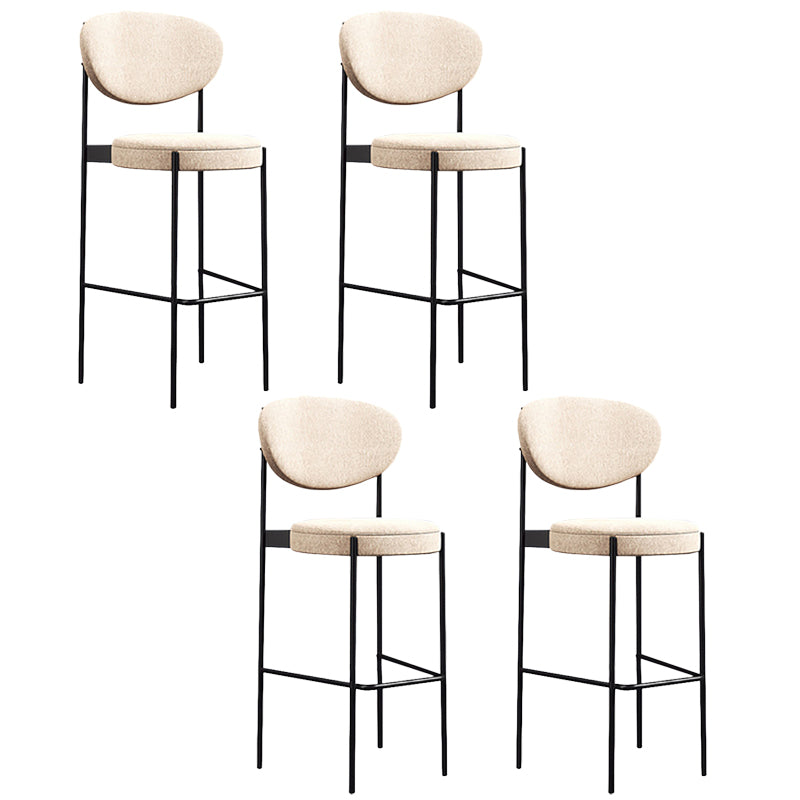 Industrial Upholstered Armless Bar Stool Round Seat Bar Chair with Metal Legs